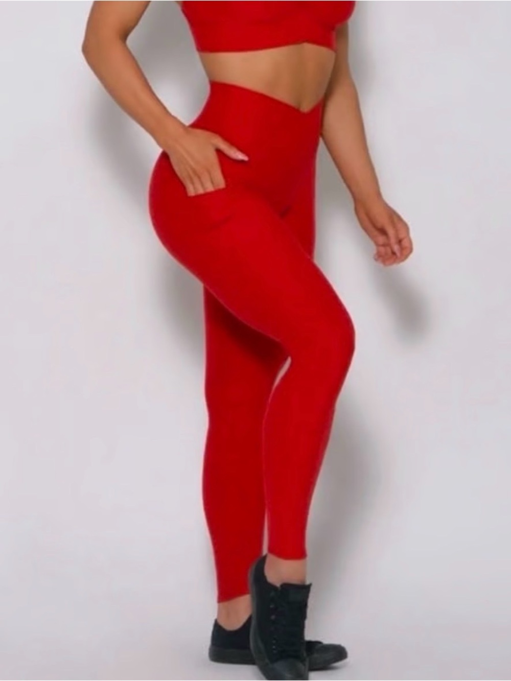 Bombshell Contour Leggings Red Marl High Rise Scrunch Butt Gym Size S